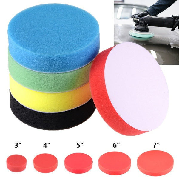 5PCS 3"-4"-5"-6"-7" Car Foam Drill Polishing Pad Kit Flat Sponge Pads for Auto-Boat