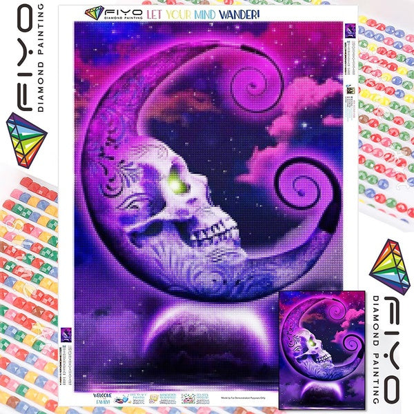 FIYO DIY 5D Skull Diamond Painting Full Drill with Number Kits Home and Kitchen Fashion Mosaic Diamond Painting Canvas Wall Decoration Gift Crafts fo