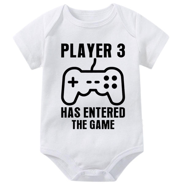 Player 3 Has Entered The Game Baby Onesies,Gamer Baby Funny Novelty Infant One-piece for Boys Girls,Baby Bodysuit Short Sleeve Jumpsuit Rompers,Cute