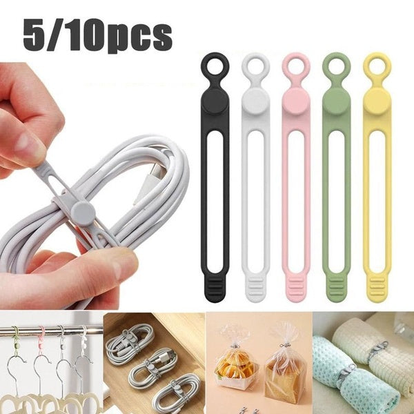 Mobile Phone Cable Winder Earphone Clip Charger Cord Organizer Management Multifunctional Silicone Wire Cord Fixer Holder Cable Belt Desk Tidy for Ho