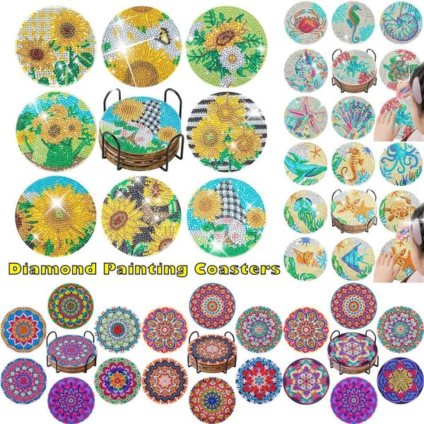 10 Style 5D Sunflower Diamond Painting Coasters DIY Wooden Crafts Embroidery Kit Coasters Home Decoration @#A09