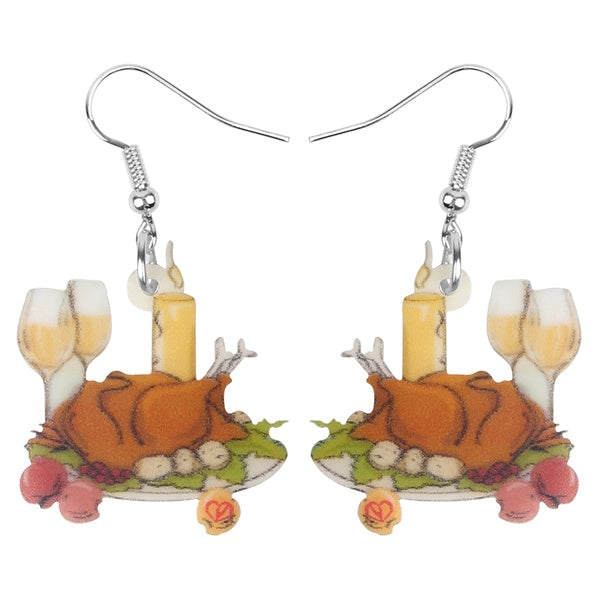 Acrylique Thanksgiving Turquie Rôti Poulet Boucles D'oreilles Drop Dangle Décoration Bijoux Pour Femmes Filles Adolescent Enfant Parti Charme Cadeau