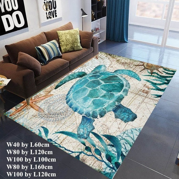 5 Sizes Marine Style Rugs for Livingroom Home Decor Floor Carpet for Bedroom (40*60 Cm-80*120 Cm-100*100 Cm-80*160 Cm-100*120 Cm)