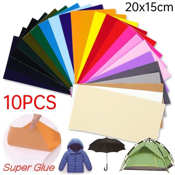10pcs Down Jacket Repair Patch Nylon Fabric Repair Patches Waterproof Self-Adhesive Stick on Patches for Clothing Down Jacket Tent Clothes Sleeping B