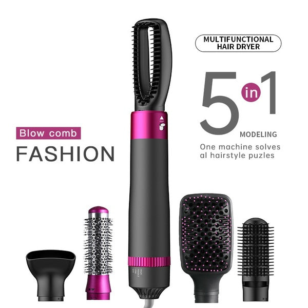 5 In 1 Hair Curler Rotating One-Step Hair Straightener Comb Curling Brush Hair Dryer Styling