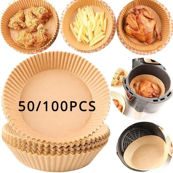 50-100pcs Air Fryer Disposable Paper Liner Non-Stick Oil Proof Food Grade Parchment For Frying Baking Cooking Roasting and Microwave