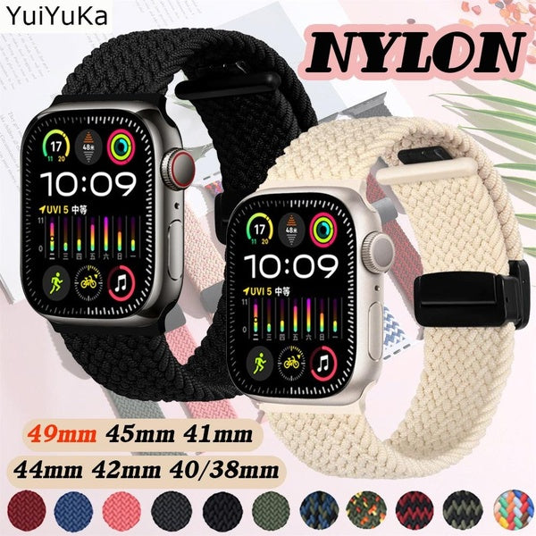 YuiYuKa Sport Band for Smart Watch Ultra 2-Ultra 49mm 9 8 7 45mm 41mm 44mm 40mm for Smartwatch Series 6 5 4 3 SE 2 1 42mm 38mm, Nylon Magnetic Buckl