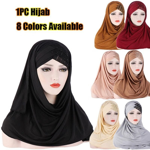 1PC Women's Milk Silk Instant Scarf Hijab Muslim Head Scarves Wrap Turban Shawl