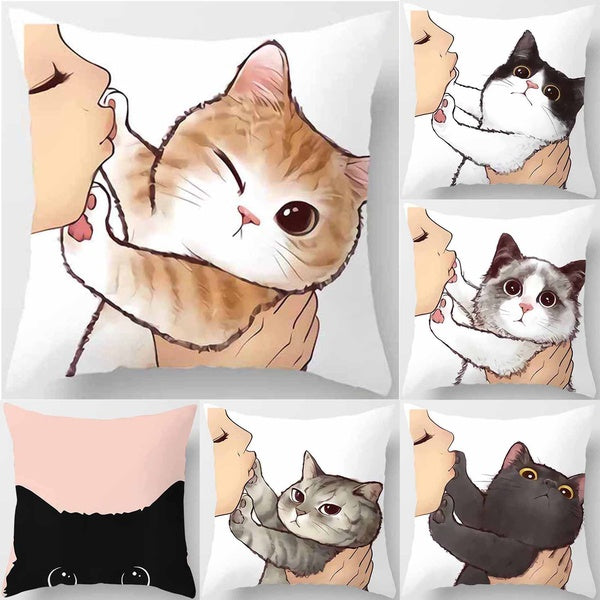 Tsundere cat color home decoration printing pillowcase (45 * 45cm)