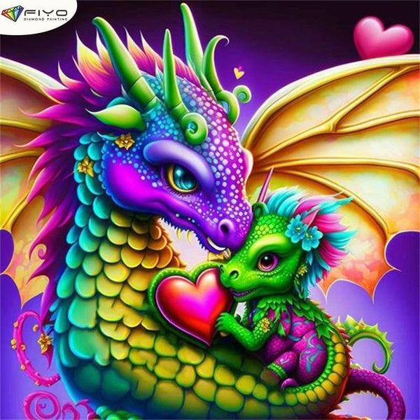 FIYO DRAGON DIY 5D Diamond Painting Full Drill with Number Kits Home and Kitchen Fashion Mosaic Diamond Painting Canvas Wall Decoration Gift Crafts f