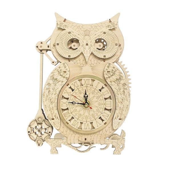 3D Puzzles Wooden Model Kit to Build Craft Mechanical for Adults DIY Building Kits Gift for Teens Boys Girls Owl Clock