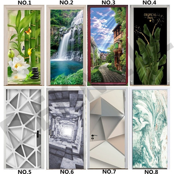 Decoration Door Sticker Interior Stickers Landscape Self Adhesive Wallpaper TV Furniture Bedroom Living Room Fridge Wallpaper For Walls