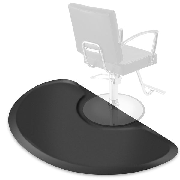 Salon & Barber Shop Chair Anti-Fatigue Floor Mat - Black Semi Circle