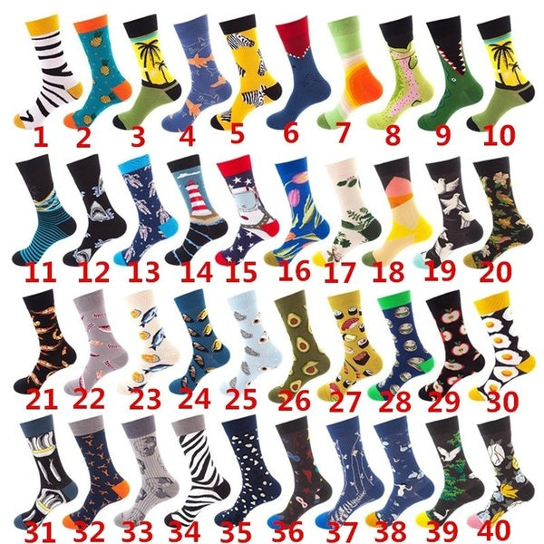 Newest Creative High Quality Harajuku Kawaii Happy Socks Women milk Food painting Strawberry Animal Print Funny Socks Cute Sock