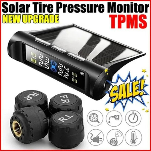 Majesun Upgrade Solar TPMS Tire Pressure Monitoring System Wireless TPMS with LCD Color Display-4 External Sensors
