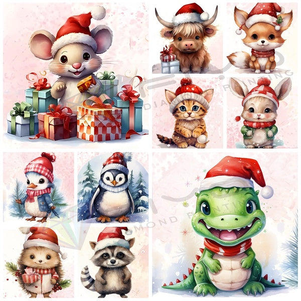 DIY 5D Christmas Animals Diamond Painting Full Drill with Number Kits Home and Kitchen Fashion Crystal Rhinestone Cross Stitch Embroidery Paintings C