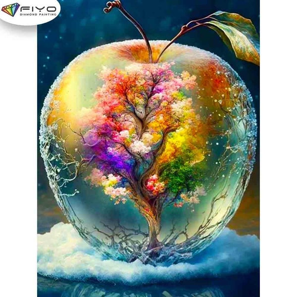 FIYO Landscape Apple Diamond Painting Kits For Adults DIY 5D Diamond Mosaic Diamond Painting Home and Kitchen Fashion Canvas Pictures Wall Decoration