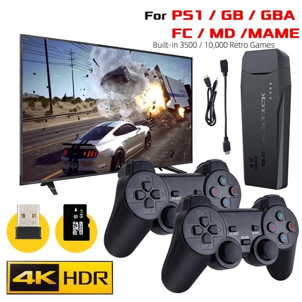 Console de jeu vidéo sans fil 4K HD Display sur TV Projecteur Monitor Classic Retro 1500-3500-10000+ Games Double Controller Player