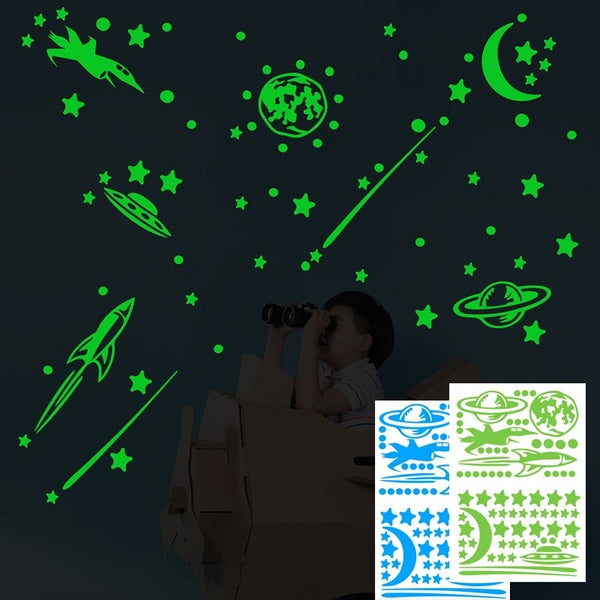 Luminous Wall Sticker 3D Stars Moon Universe Kids Room Bedroom Home Decoration Decal Glow In The Dark DIY Stickers