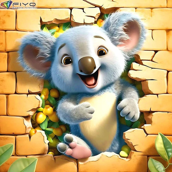 FIYO DIY 5D Koalas Diamond Painting Kit for Adults, Full Drill Diamond Painting, Diamond Art Canvas Crafts Cross Stitch Crystal Embroidery Home Wall