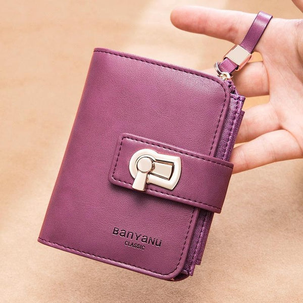 Dames en cuir véritable femmes portefeuilles fermeture éclair porte-monnaie porte-cartes portefeuille à trois volets