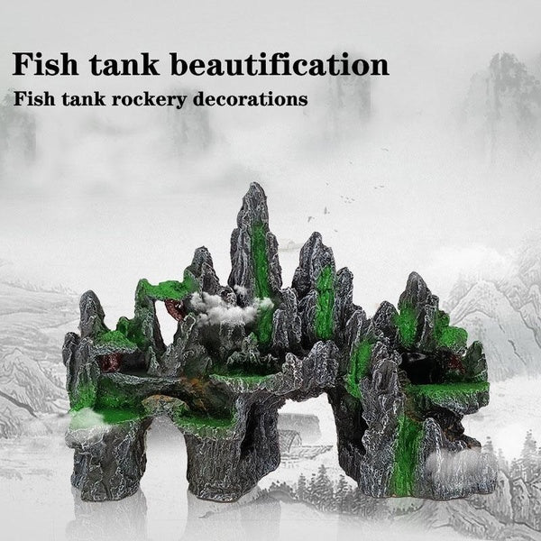 Aquarium Decoration Fish Tank Landscaping Rockery Decoration Rock Reptile Hidden Hole Ornaments Aquarium Landscaping Accessories