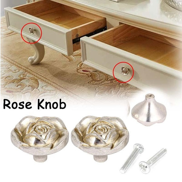2 pièces Antique argent Rose fleur armoire tiroir porte bouton tirer poignées 30mm Dia.