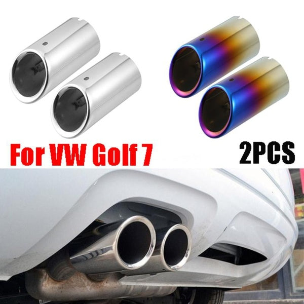 2pcs Straight Car Exhaust Tip Exhaust Tailpipe Stainless Steel Fit for 2.8" Pipe for VW Golf 7