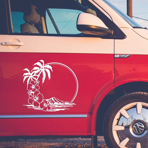 Plam Beach Design Car Styling Full Body Stickers,Die Cut Auto SUV Camper Decor Decals Waterproof Vinyl Accessories Decoration