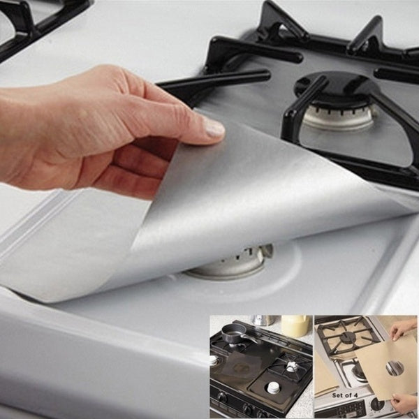 1-4-8PCS Extra 0.2mm Thick Reusable Gas Range Stovetop Burner Protector Pad Liner Cover for Cleaning Kitchen Tools