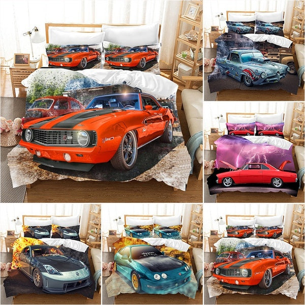 Muscle Car Bedding Set Duvet Covers Pillowcases GTR Sports Car Children Room Decor Comforter Bedding Sets Bedclothes Bed Linen