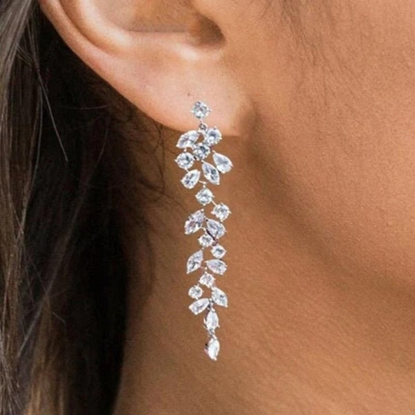 Boucles d'oreilles pendantes en cristal et zircone cubique pour femmes, bijoux de fiançailles, de mariage, de mariée, cadeau, nouvelle mode
