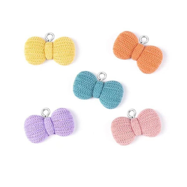 20Pcs New Bowknot Resin Charms For Necklace Bracelet DIY Pendants Earrings Keychain Fashion Jewelry Accessories