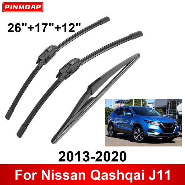 3PCS Car Wiper For Nissan Qashqai J11 2013-2020 Front Rear Wiper Blades Brushes Auto Accessories 2013 2014 2015 2016 2017 2018 2019 2020