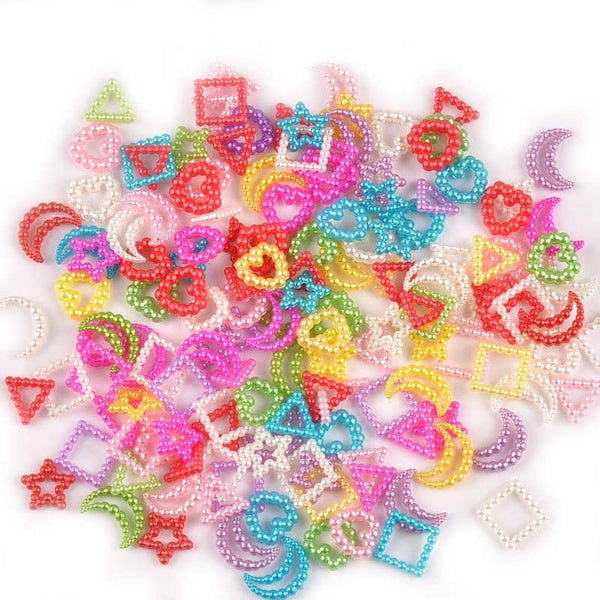 100 PCS 12mm Forme Mixte Flatback Cabochon Embellissements En Plastique Pour La Décoration Intérieure Scrapbooking Artisanat DIY Kawaii Accessoires C