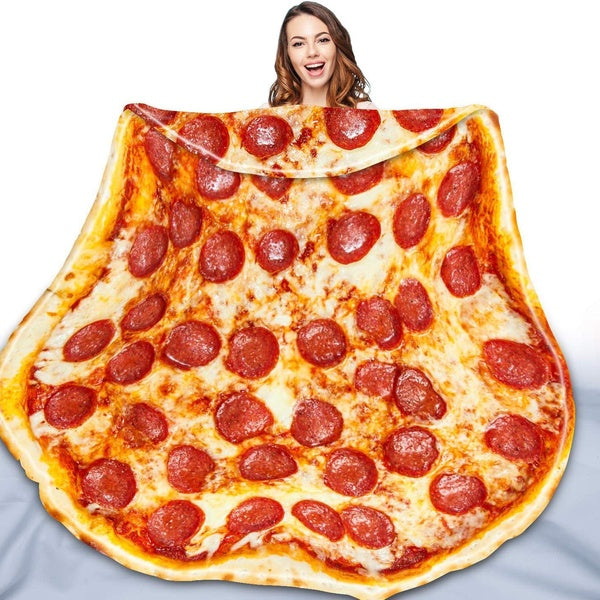 Pizza Blanket for Adult Kids, Double Sided Giant Food Throw Blanket, Funny Pizza Gifts, 60" Novelty Round Blanket, Warm Soft Tortilla Blanket
