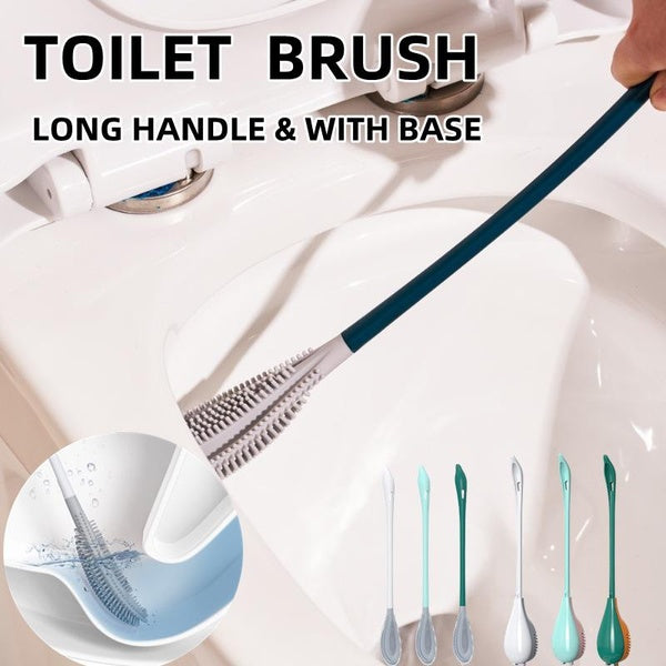 New 2022 Toilet Brush Household No Dead Angle Long Handle Toilet Artifact Wall Mounted Base Goose Shaped Silicone Toilet Brush