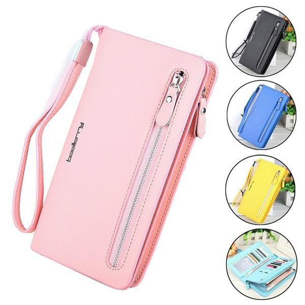 Mode femmes portefeuille en cuir PU pochette portefeuille fermeture à glissière Long portefeuille multi-cartes portefeuille pince à billets pièces de