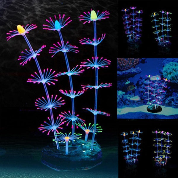 Décoration de réservoir de poissons Ornement d'aquarium Décoration d'aquarium de mer Plante de corail artificielle rougeoyante en silicone