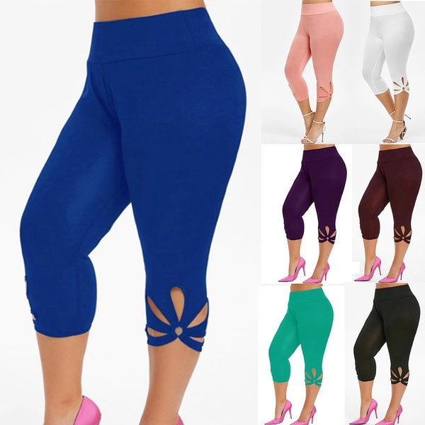 Women's Plus-Size Stretch Essential Legging Summer Elastic Waist Seamless Casual Leggings Short Pants Capri Leggins Mujer
