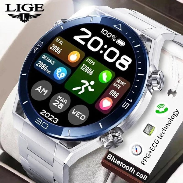LIGE 2023 NFC ECG + PPG Bluetooth Appel Smartwatch GPS Tracker Motion Bracelet Fitness pour Huawei Montres Ultimate Smart Watch Hommes