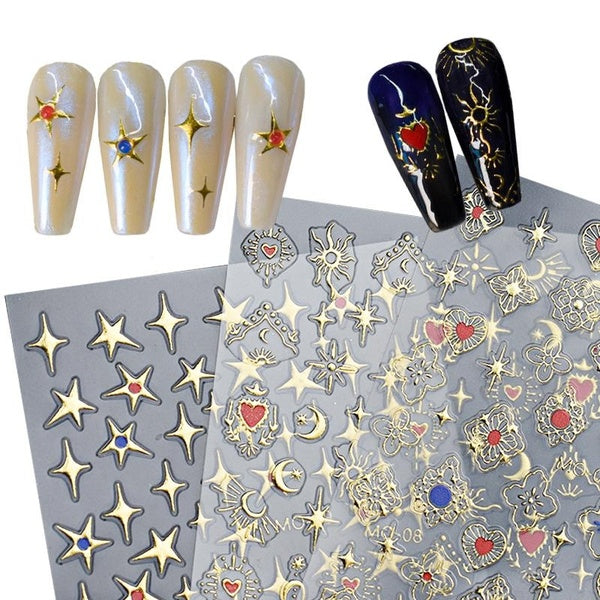1pc Stickers for Nails Gold Laser Adhesive Sliders DIY Nail Art Accessories