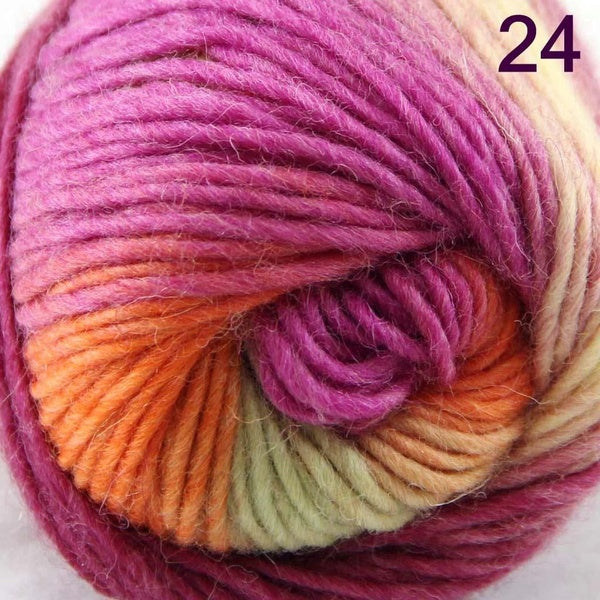 New Sale 1 SkeinsX50g Women's Knit Scarves Shawls Rainbows 100% Wool Chunky Yarn Crocheting Fushsia Yellow Green