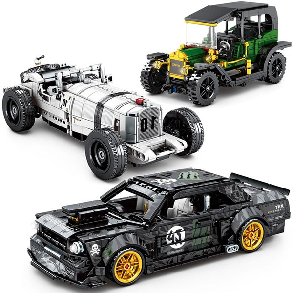 New Classic Racing Car Building Blocks MOC Bricks Kits Assembly Model Cars Toys for Kids Children Gifts