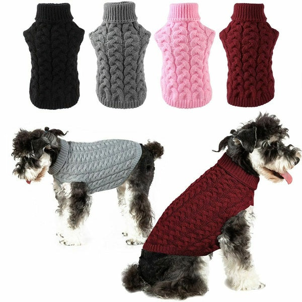 Pet Dog Turtleneck Knitting Sweater Coat Winter Warmer Thickening Pullover Knitwear Crochet Coat Clothes for Small Medium Large Dog Puppy Cat for Sma