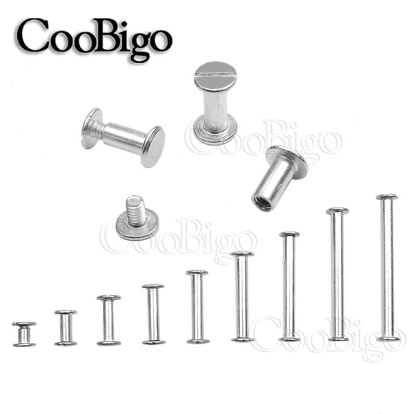 12sets Aluminum Binding Chicago Screws Nail Rivet Studs Double Curved Head Photo Album Account Book Leather Craft Belt Wallet