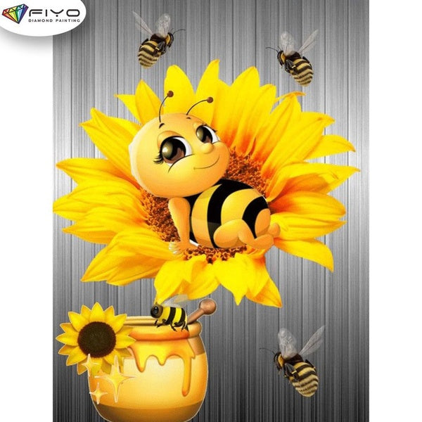 FIYO Bee Diamond Painting Kits For Adults DIY 5D Diamond Mosaic Diamond Painting Home and Kitchen Fashion Canvas Pictures Wall Decoration Gifts Arts