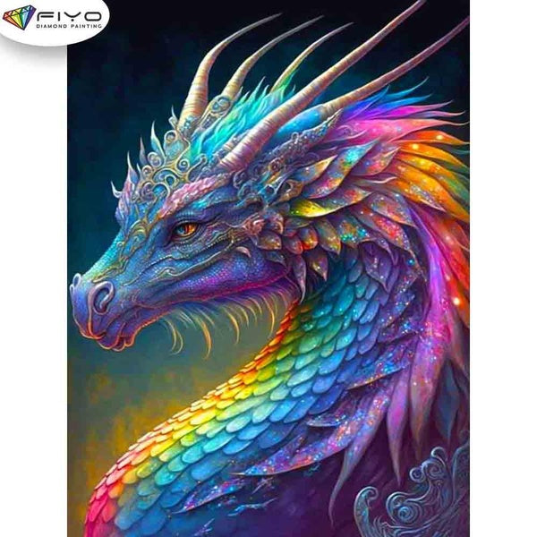 FIYO Colored Dragon Diamond Painting Kits For Adults DIY 5D Diamond Mosaic Diamond Painting Home and Kitchen Fashion Canvas Pictures Wall Decoration