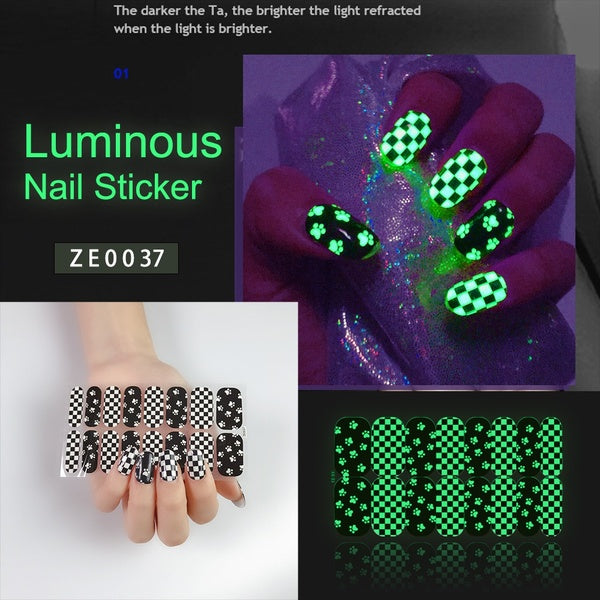 1 Pcs Luminous Nail Stickers Women Beauty Nail Decal Wrap Girls Glowing DIY Nail Tips For Night Party