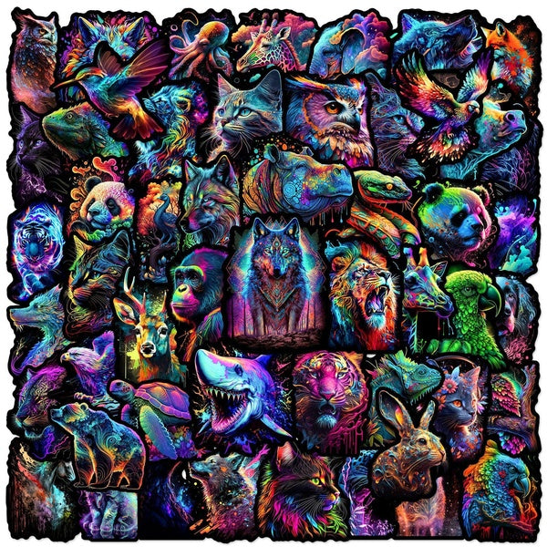 10-50Pcs Colorful Animal Stickers psychedelic animal Graffiti Stickers for DIY Luggage Laptop Skateboard Motorcycle Bicycle Stickers